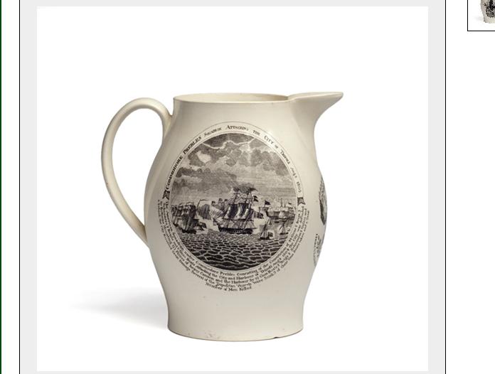 Appraisal: LIVERPOOL CREAMWARE BLACK TRANSFER-PRINTED JUG HERCULANAEUM POTTERY CIRCA Printed on