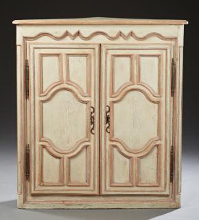 Appraisal: French Louis XV Style Polychromed Oak Corner Cabin French Louis