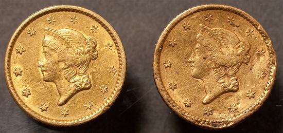 Appraisal: Two Liberty Head type Gold Dollars and the first VF-