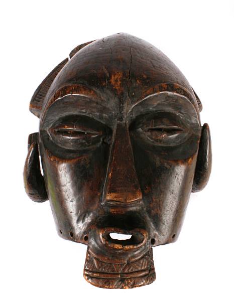 Appraisal: Three contemporary African items Including a Baule mask Dogon figure