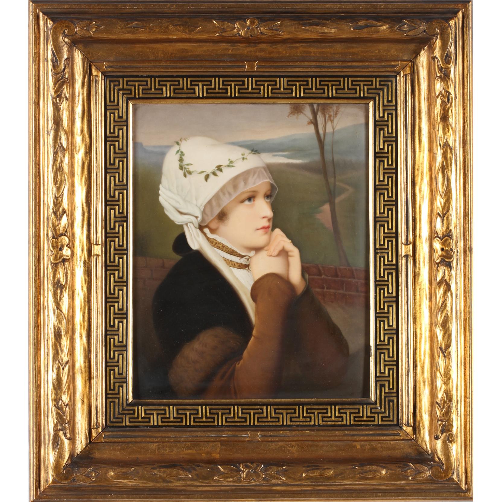 Appraisal: A Large KPM Porcelain Plaque of a Young Woman with