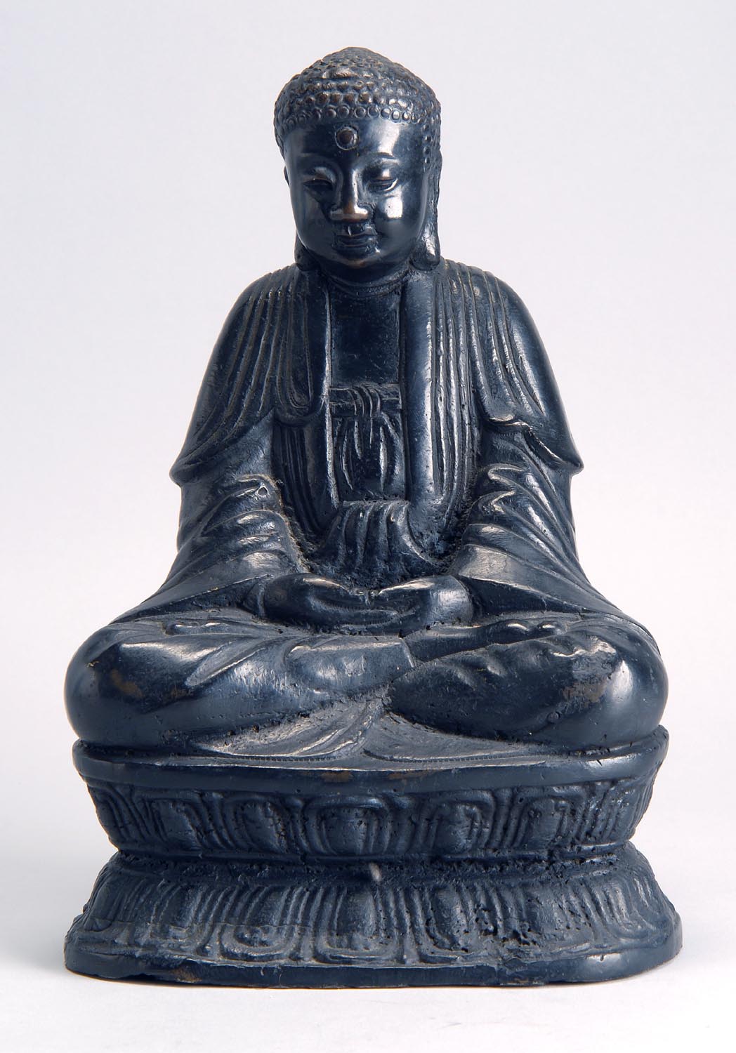 Appraisal: BRONZE FIGURE OF BUDDHA Seated in lotus posture on a