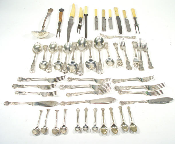 Appraisal: Collection of silver plated cutlery including Queens pattern ladle knives