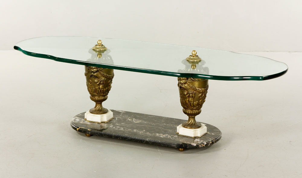 Appraisal: - Marble and Bronze Coffee Table Coffee table marble and