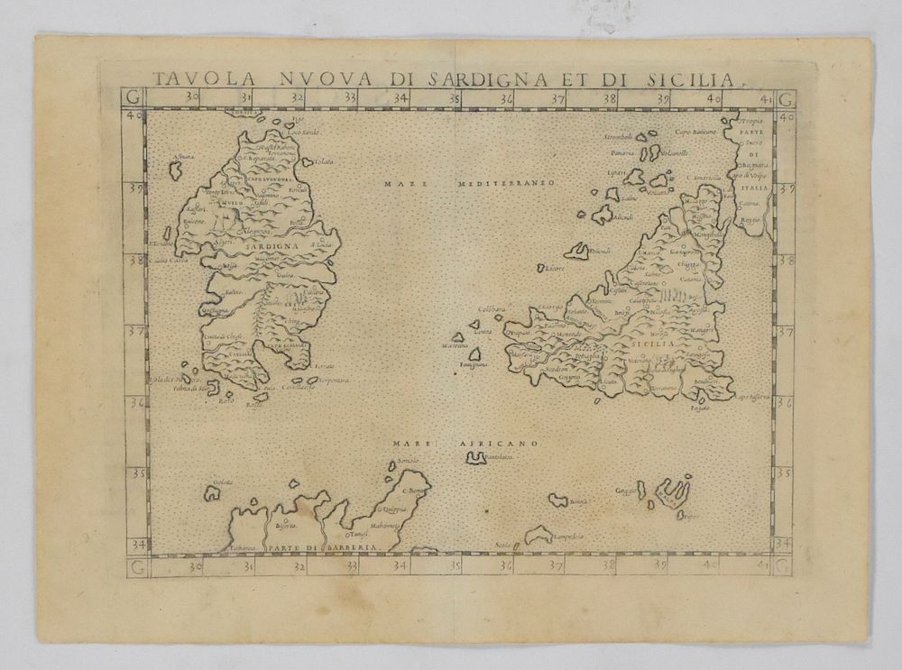 Appraisal: Grp Maps Sardinia and Sicily Giacomo Gastaldi Ptolemy ca Two