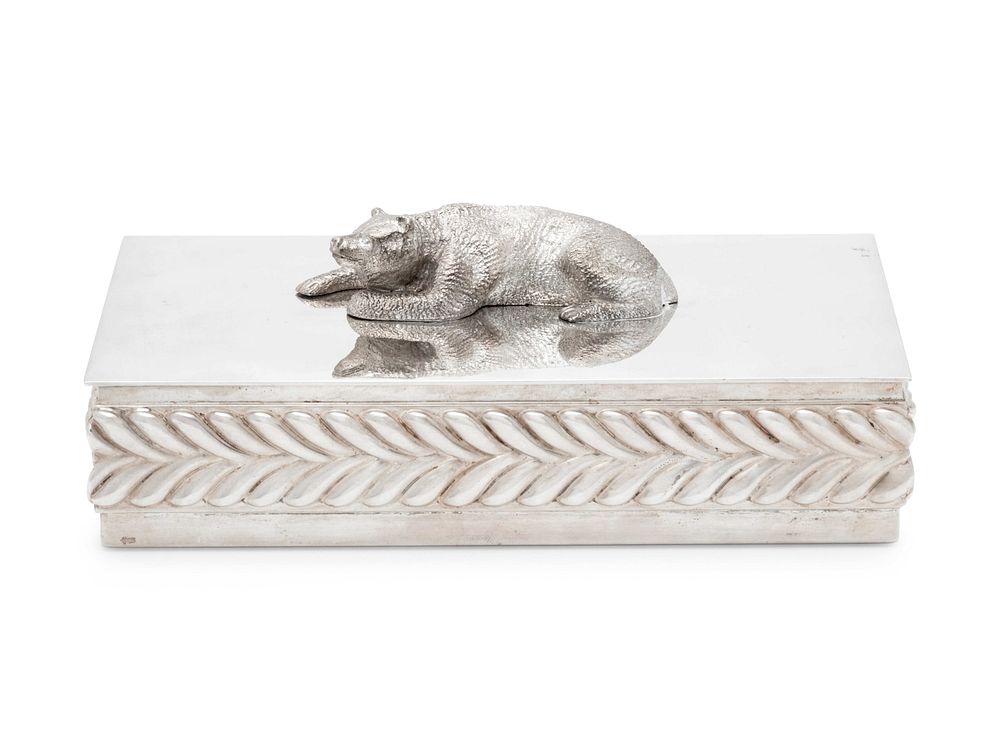 Appraisal: A Tiffany Co Silver Table-Top Cigarette Box A Tiffany Co