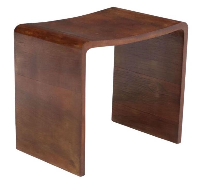 Appraisal: French Art Deco walnut waterfall side table c s having