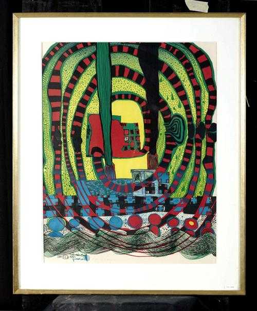 Appraisal: HUNDERTWASSER FRIEDENSREICH Seereise II sea journey Lithograph inscribed preuve d'artiste