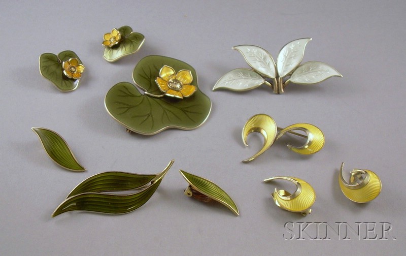 Appraisal: Small Group of Norwegian Sterling Silver and Gilt Enamel Jewelry