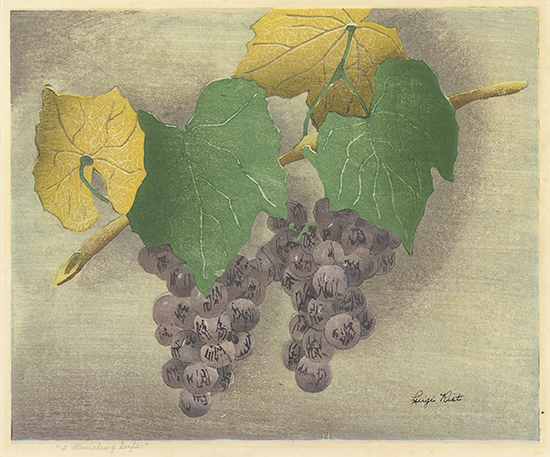 Appraisal: LUIGI RIST Two Bunches of Grapes Color woodcut x mm