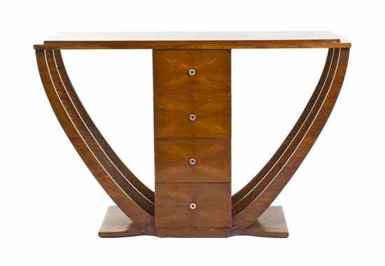 Appraisal: An Art Deco Style Mahogany Console Table having a rectangular