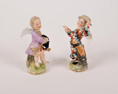 Appraisal: Two Berlin miniature figures of Cupid disguised one in a