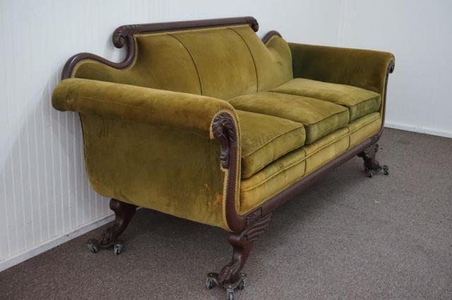 Appraisal: 's Duncan Phyfe Winged Claw Foot Sofa Sofa is completely