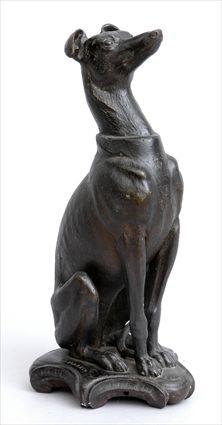 Appraisal: AMERICAN CAST IRON FIGURE OF A SEATED GREYHOUND Impressed C