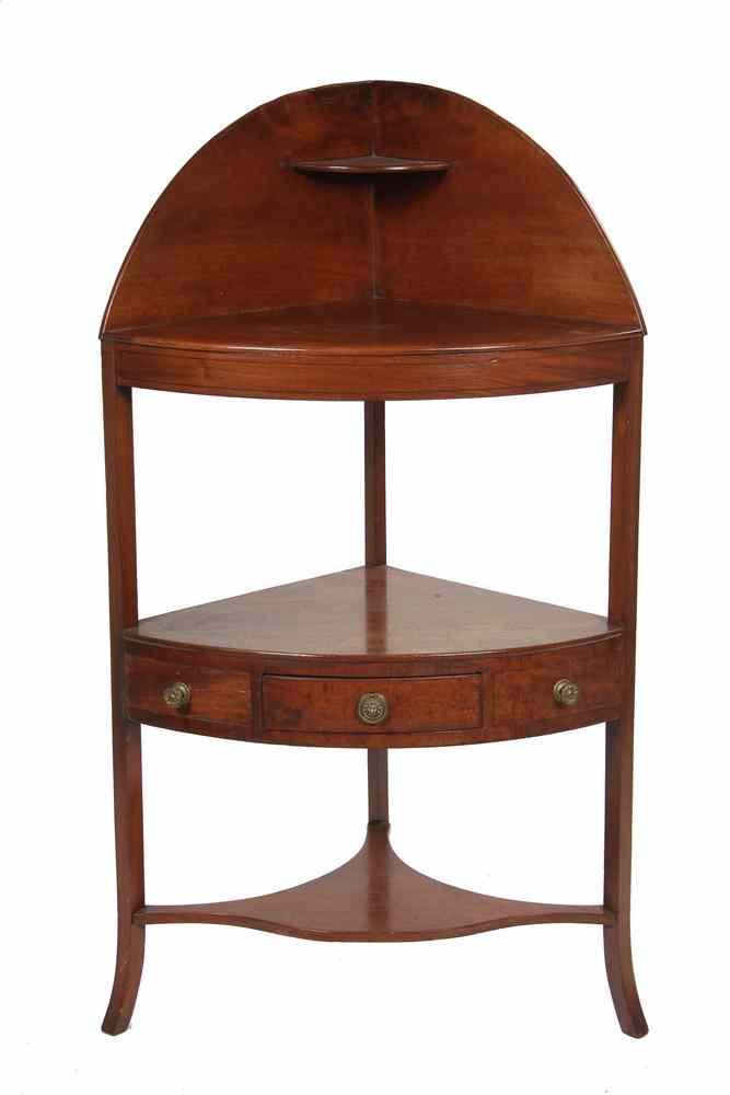 Appraisal: ENGLISH CORNER WASHSTAND - Hepplewhite Period Corner Washstand in mahogany