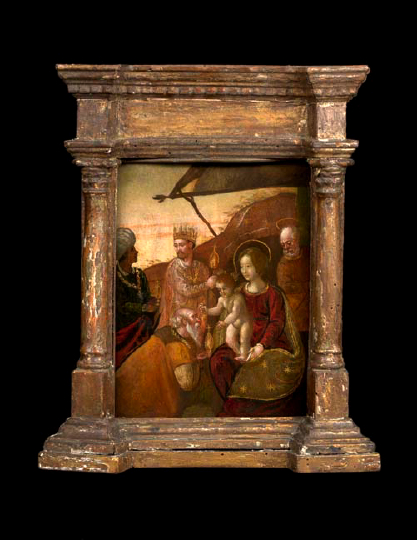 Appraisal: Italian Polychromed Panel of The Adoration of the Magi third