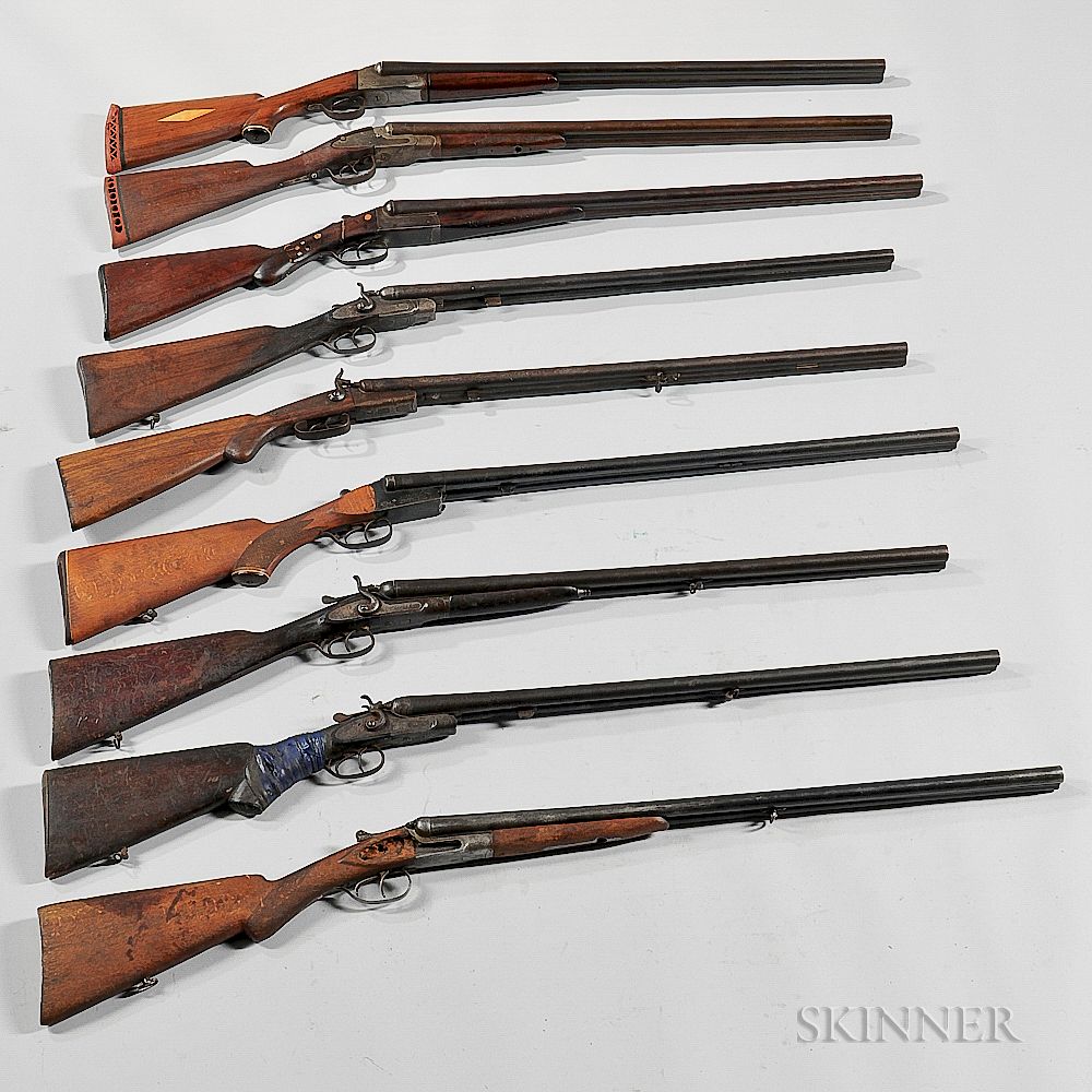 Appraisal: Nine Damaged Double-barrel Shotguns Nine Damaged Double-barrel Shotguns c th