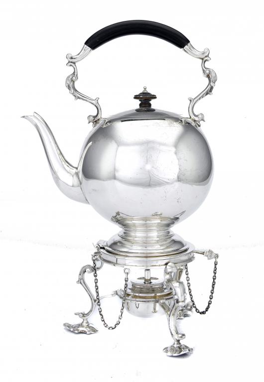 Appraisal: AN EDWARD VII TEA KETTLE of 'bullet' form with scrolling