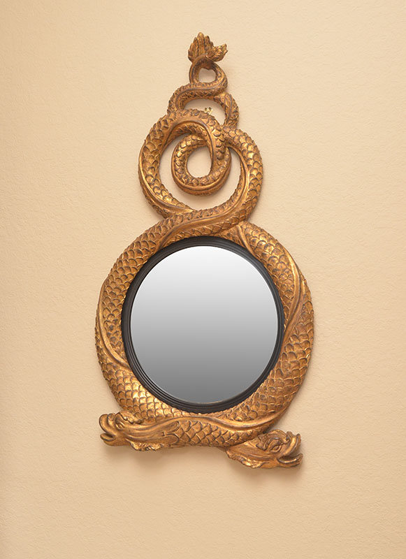 Appraisal: CARVERS GUILD ENTWINED DOLPHIN GILT WOOD MIRROR From the Carvers