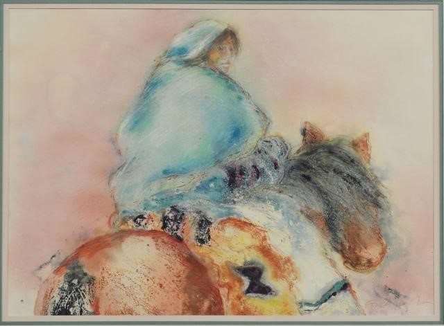 Appraisal: Framed pastel drawing on paper Figure on Horseback signed lower