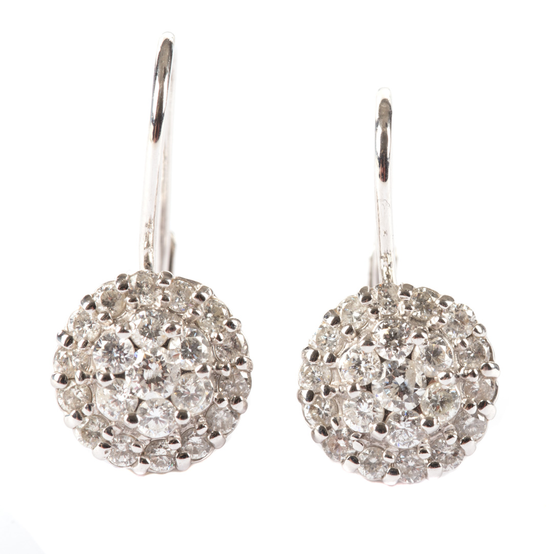 Appraisal: A Pair of Diamond Drop Earrings K white gold by