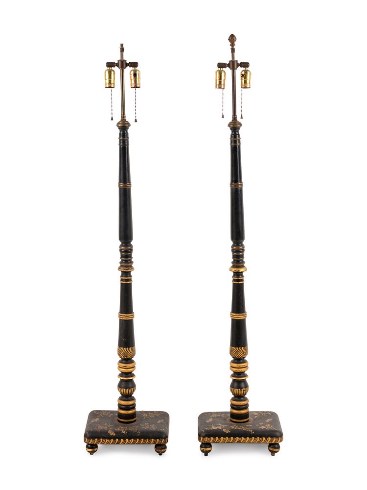 Appraisal: A Pair of Regency Style Parcel Gilt and Ebonized Floor