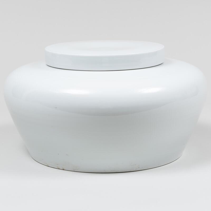 Appraisal: Contemporary Bo-Jia White Glazed Porcelain Jar and Cover Apocryphal mark