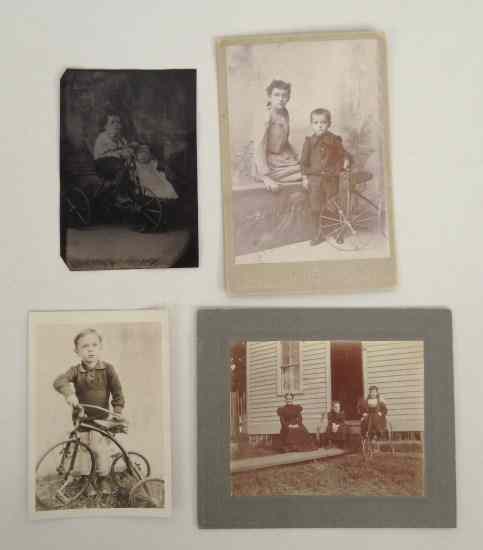 Appraisal: Lot Cabinet Cards Tin Type Photograph Kids with tricycles