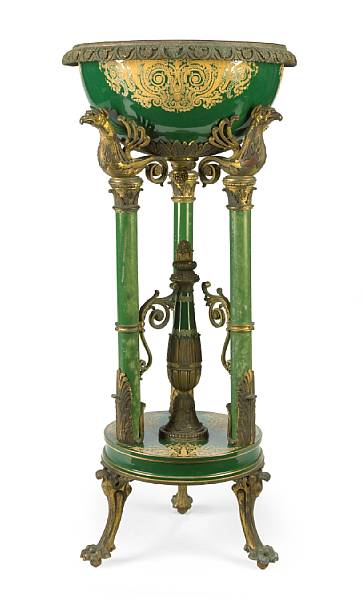 Appraisal: A Napoleon III gilt bronze mounted porcelain and enamel jardini