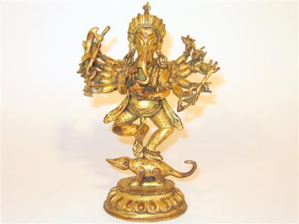 Appraisal: Sino-Tibetan gilt bronze model of Maharakta Ganapati Cast to show