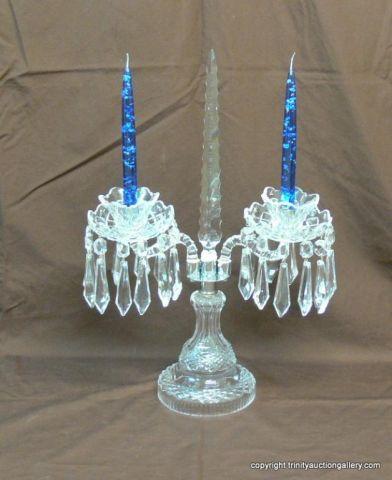 Appraisal: Waterford Crystal Double Candelabra Centerpiece - with faux glass cobalt