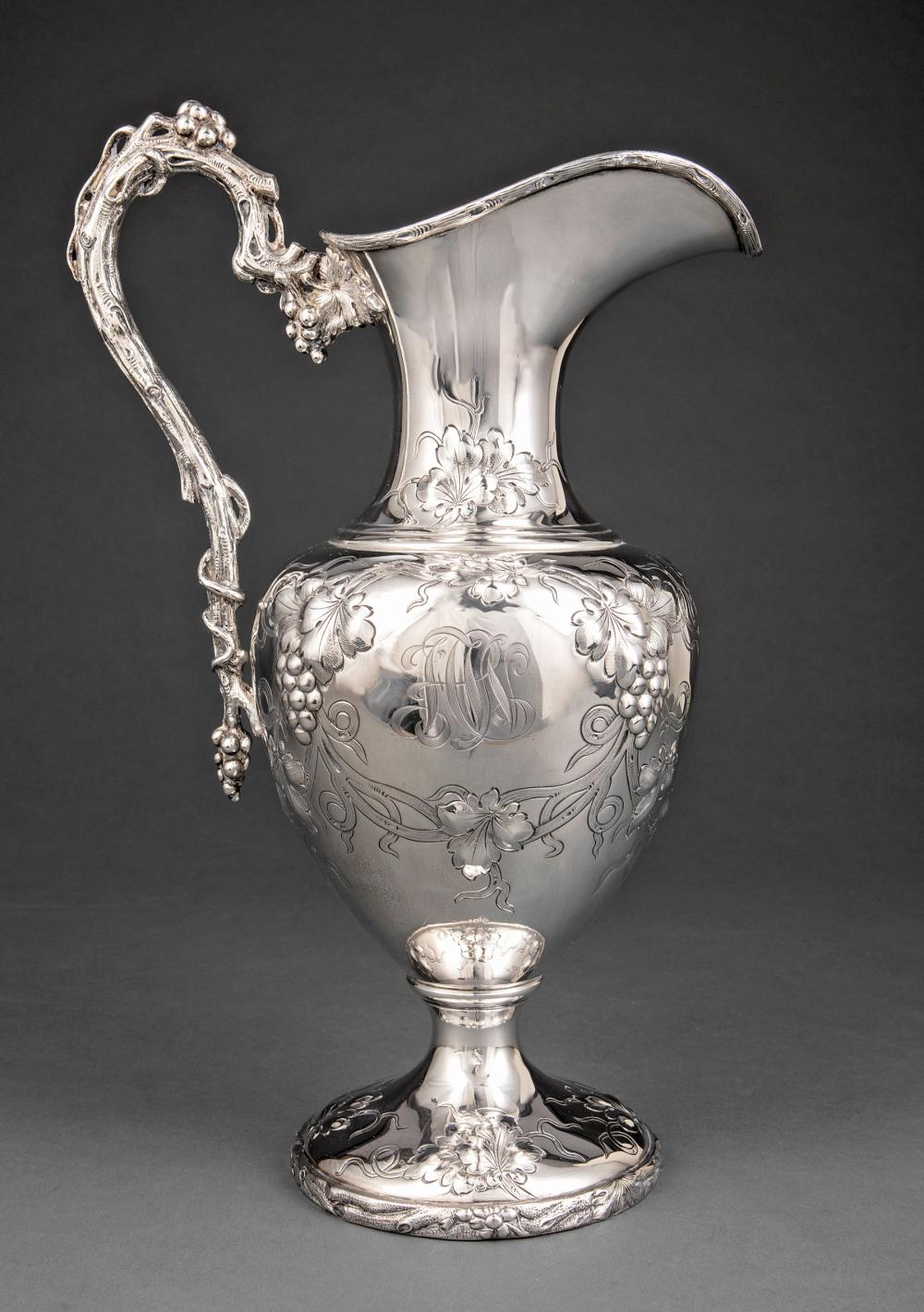 Appraisal: Antique American Sterling Silver Repousse Ewer Davis Galt Philadelphia act