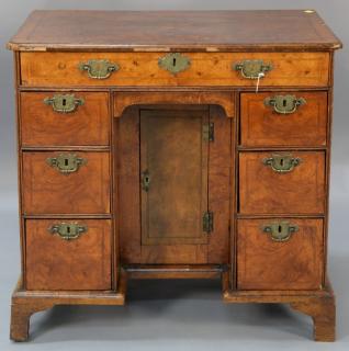 Appraisal: Mid-Georgian carved and veneered walnut knee-hole dressing table the rectangular