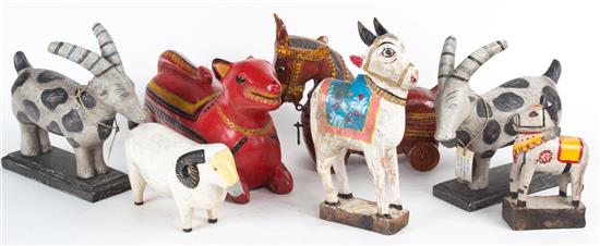 Appraisal: Sale Lot A Group of Southeast Asian Wooden Painted Animal