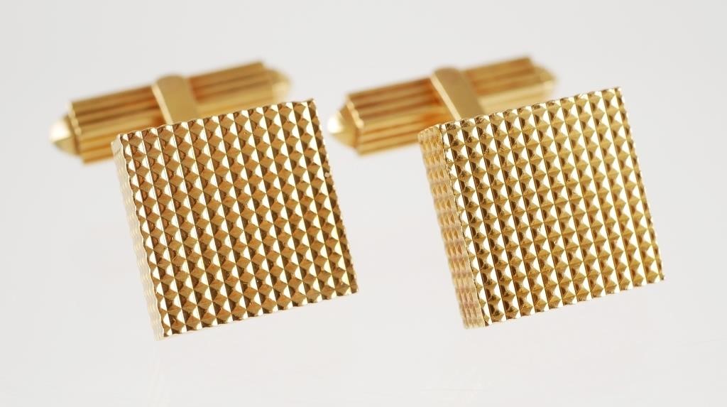 Appraisal: Pair of K yellow gold cufflinks by Cartier The tops