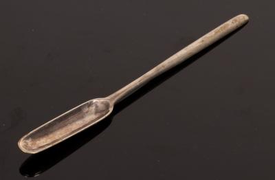 Appraisal: A George I silver marrow scoop William Scarlett London cm