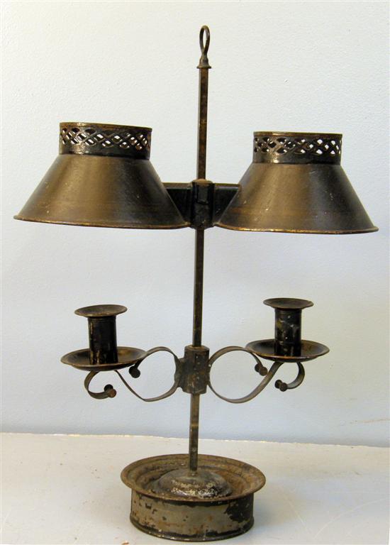 Appraisal: th century painted metal two branch adjustable students' lamp with