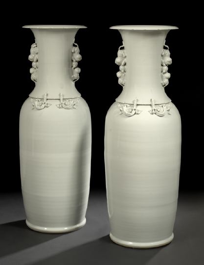 Appraisal: Monumental Pair of Chinese Porcelain Temple Vases each of baluster