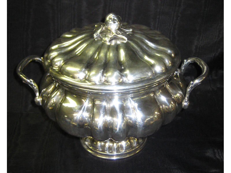 Appraisal: TIFFANY CO Sterling silver tureen and cover footed melon form