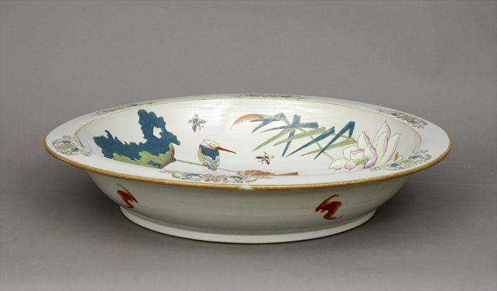 Appraisal: Chinese Polychrome Decorated Porcelain Basin in in diam Provenance Property