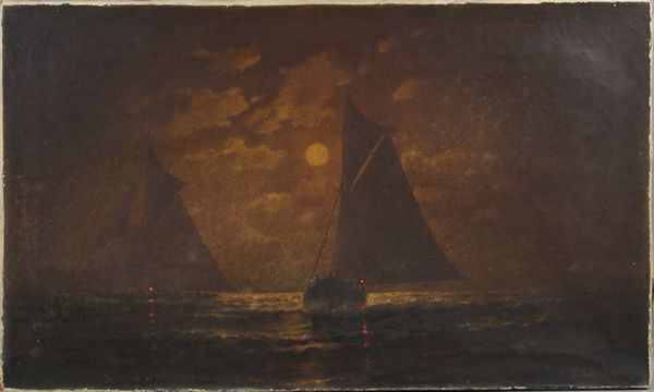 Appraisal: C S Dorion nocturnal seascape with two boats o c