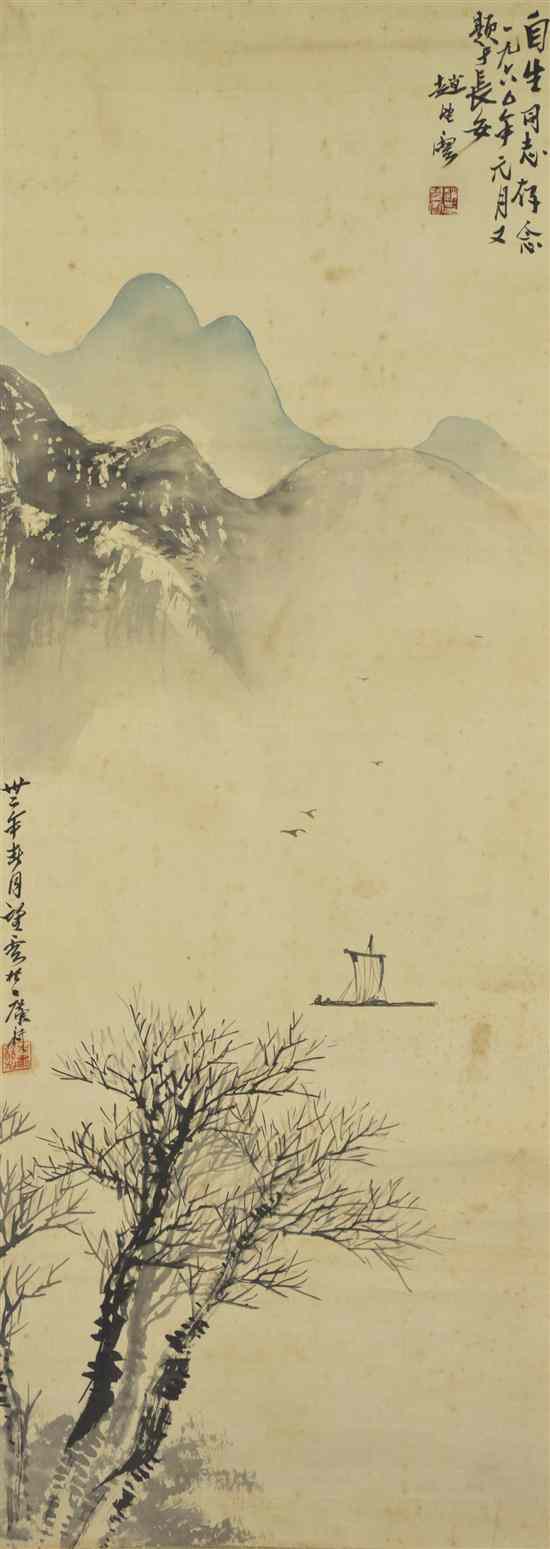 Appraisal: A Chinese Scroll Painting Zhao Wangyun depicting a mountain landscape