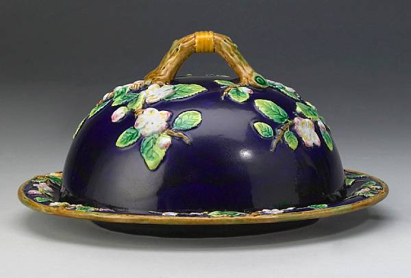 Appraisal: A George Jones majolica muffin dish and cover circa The