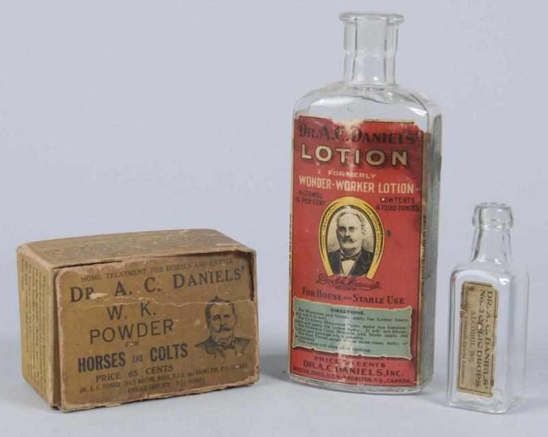 Appraisal: Lot of Dr Daniels' Bottles Box of Powder Description Paper