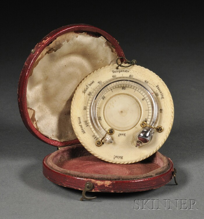 Appraisal: Pocket Thermometer and Compass probably England early th century the