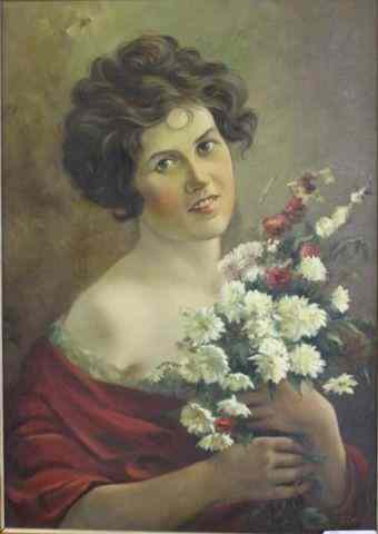 Appraisal: TUROCZY O C Woman with FlowersSigned lower right From a