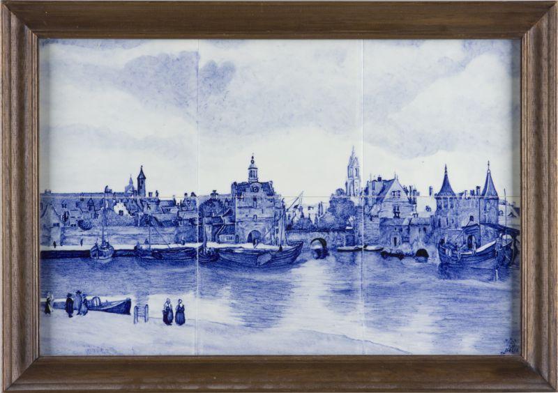 Appraisal: Delft Tile Picture early th century depicting a harbor view