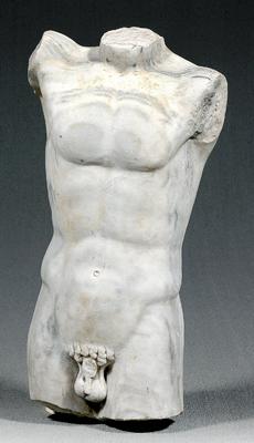 Appraisal: Classical style carved marble torso variegated white to gray marble