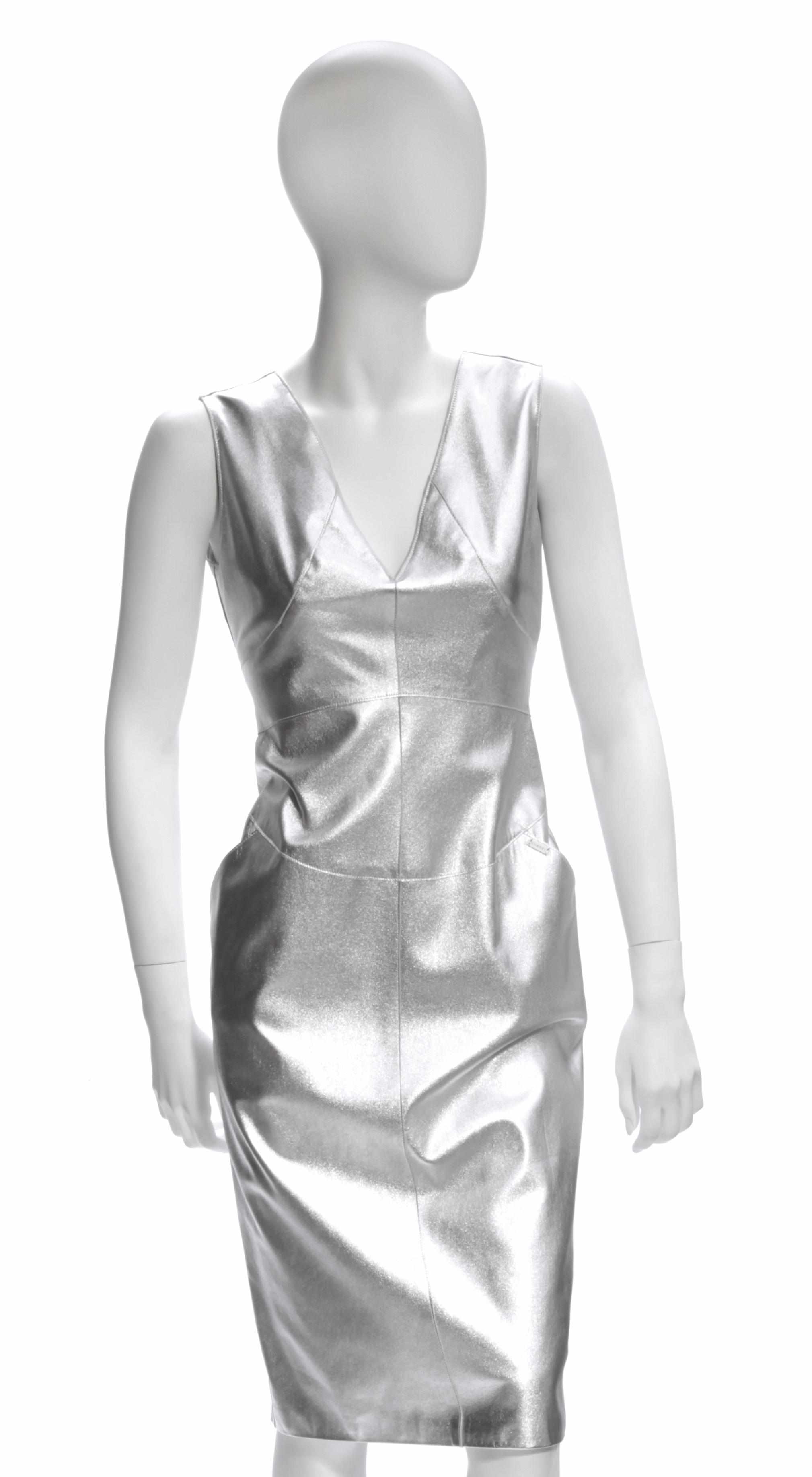 Appraisal: A Chanel silver leather dress size