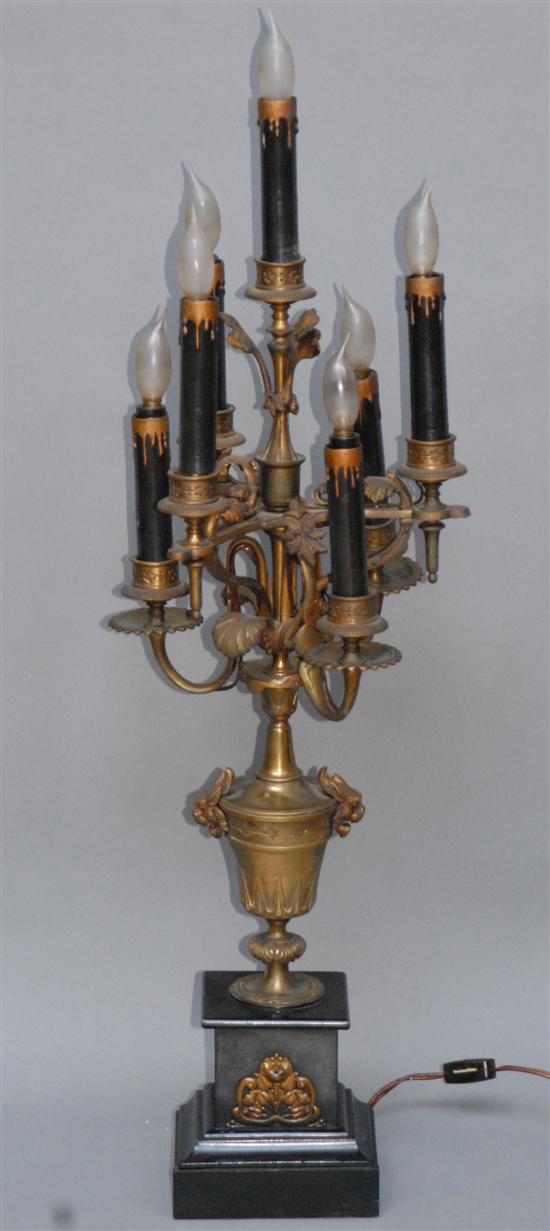 Appraisal: NEOCLASSICAL STYLE CANDELABRUM LAMP light with urn support mounted on